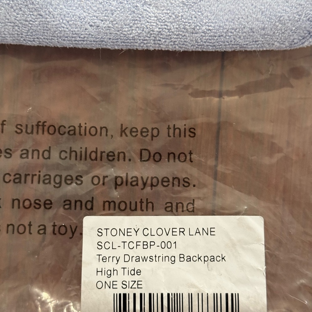 NWT Stoney Clover Lane Terrycloth Backpack in High Tide color - Picture 7 of 11